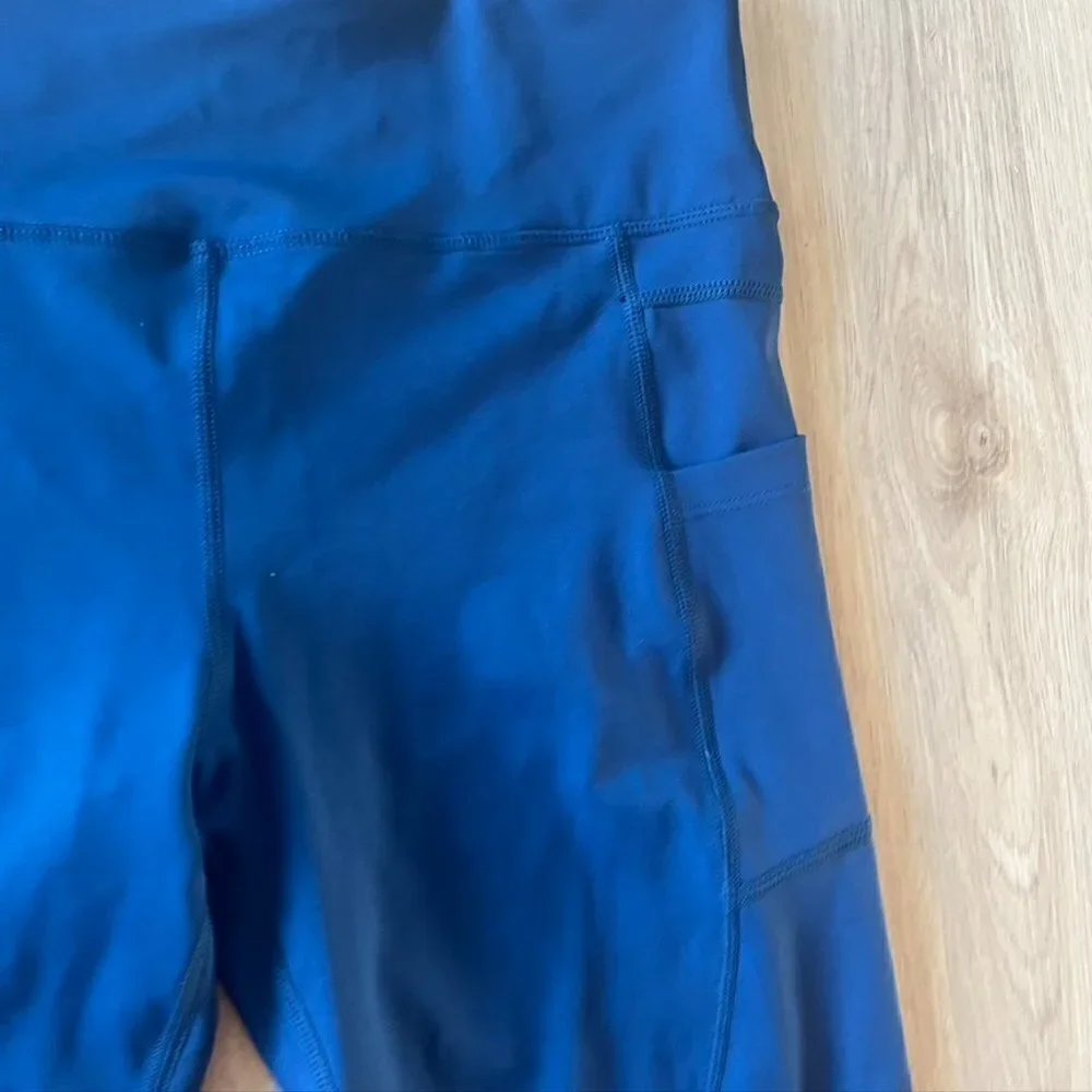 ** Zyia Active Navy Blue Pocket Brilliant Hi Rise Leggings Size 12 crop